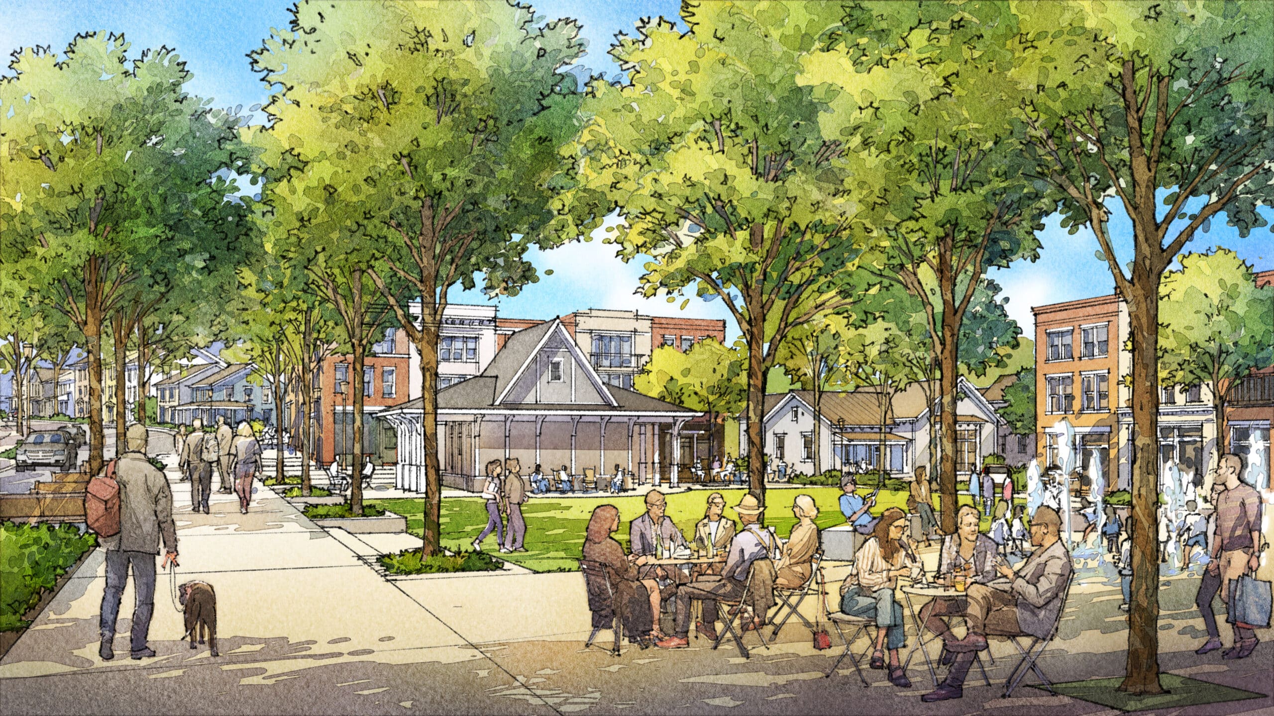 NTS Persp Square 1 A graphic rendering showing a community park for Nolensville Towns Square