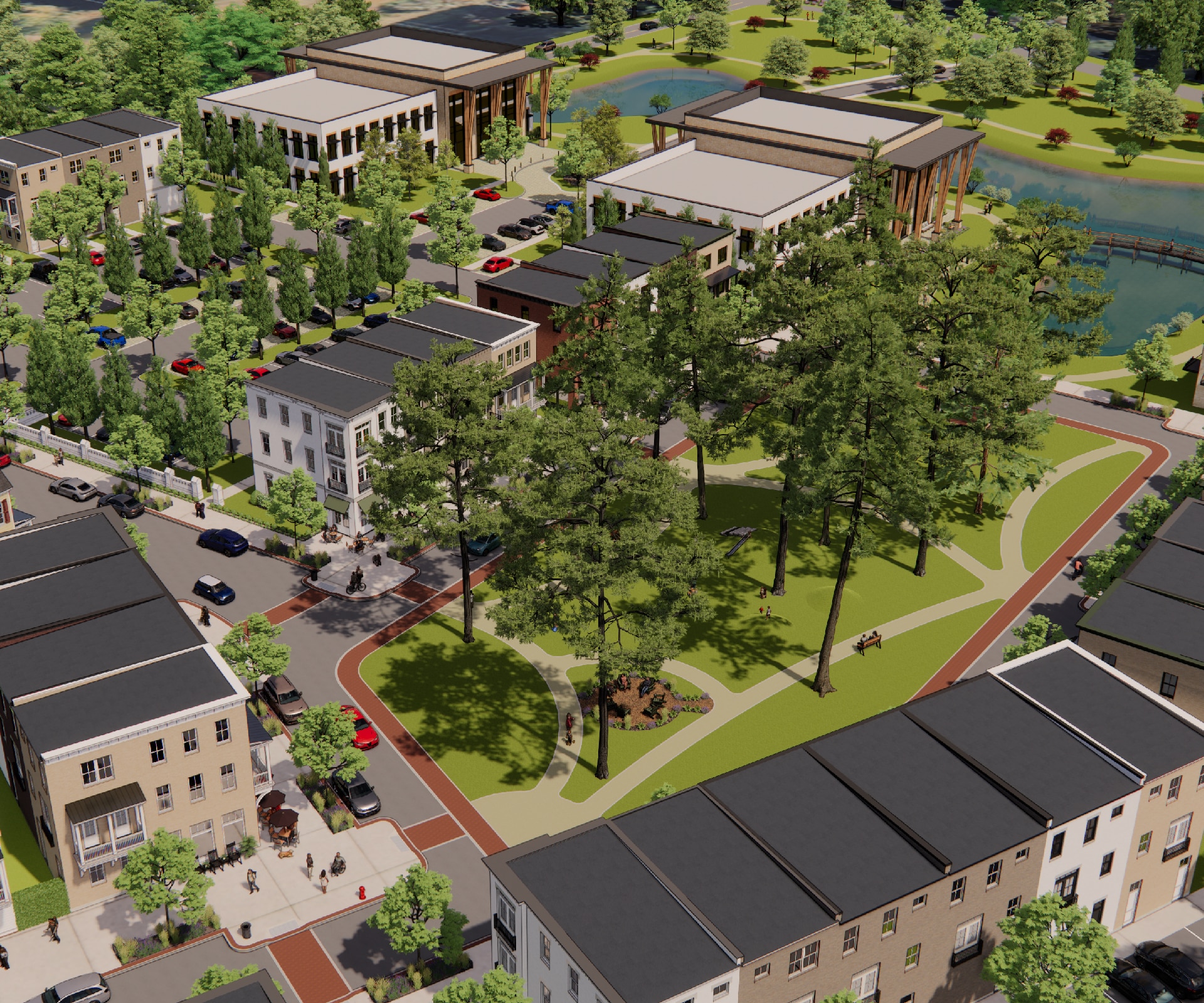 A 3d rendering of a future community by townwright studio