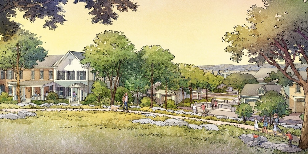 Graphic rendering of a neighborhood in nolensville town square